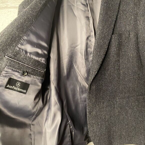 JEAN PAUL GERMAIN Mens Black Gray Wool Tweed Sport Coat Blazer JACKET Size 44 R - Picture 8 of 16